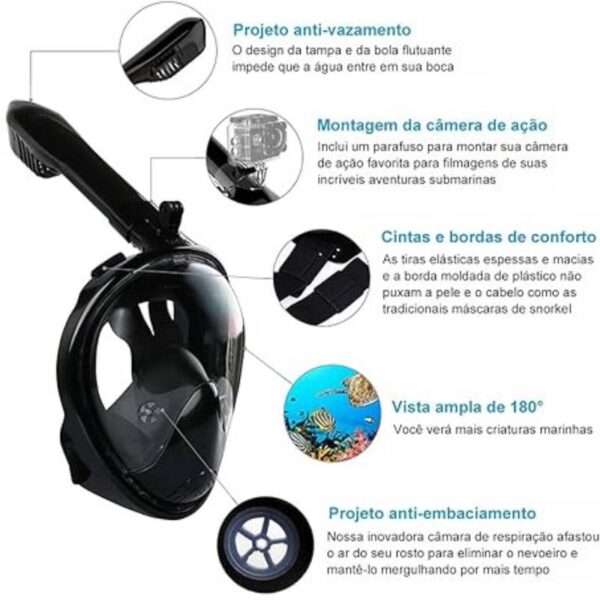 Máscara Mergulho Snorkel Full Face/ Go Pro - Image 4