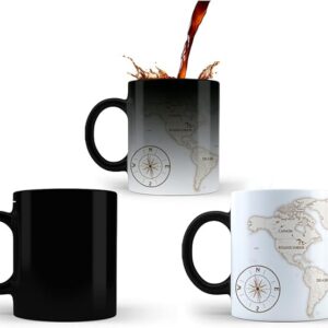 Caneca Mágica Mapa Mundi Vintage 325ml Cerâmica