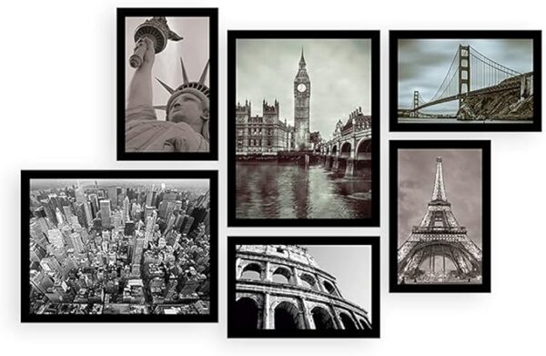 Conjunto 6 Quadros Decorativos Cidades do Mundo Famosas