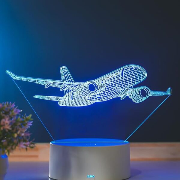 Luminária led 3d/ abajur de mesa - Avião decolando