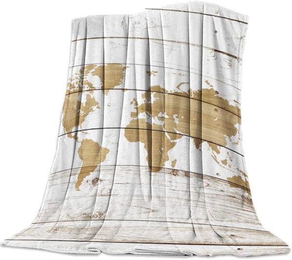 Cobertor mapa mundi, super macio, luxuoso