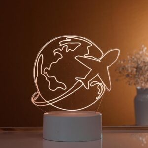Luminária led 3d, abajur de mesa, volta ao mundo