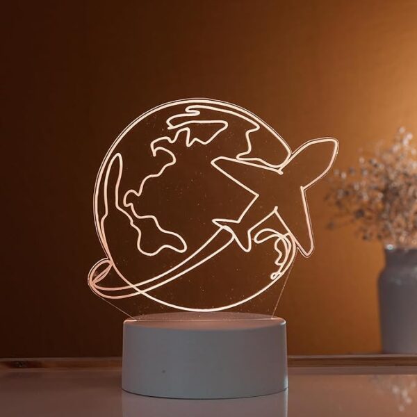 Luminária led 3d, abajur de mesa, volta ao mundo